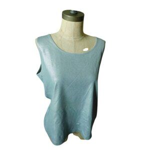 Chico's Size L Large (2) Silver Shimmery Scoop Neck Tank Style Top STRETCH